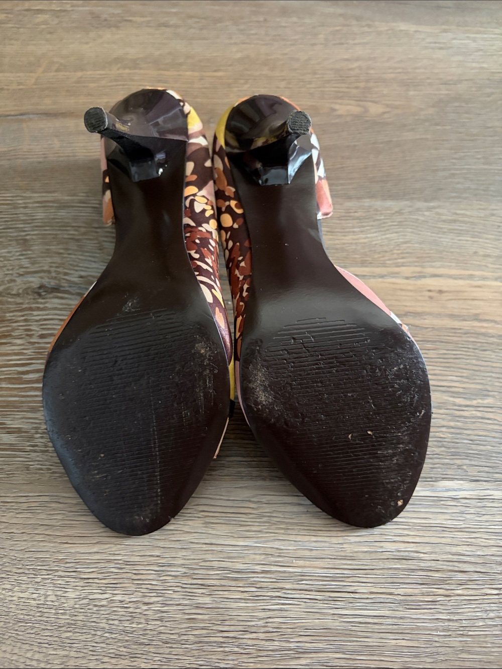 Carlos by Carlos Santana Multicolor Brown Tan Black Gold Buckle Open-Toe Heels - Picture 3 of 4